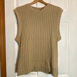 Oversized Small Tan V Neck Vest